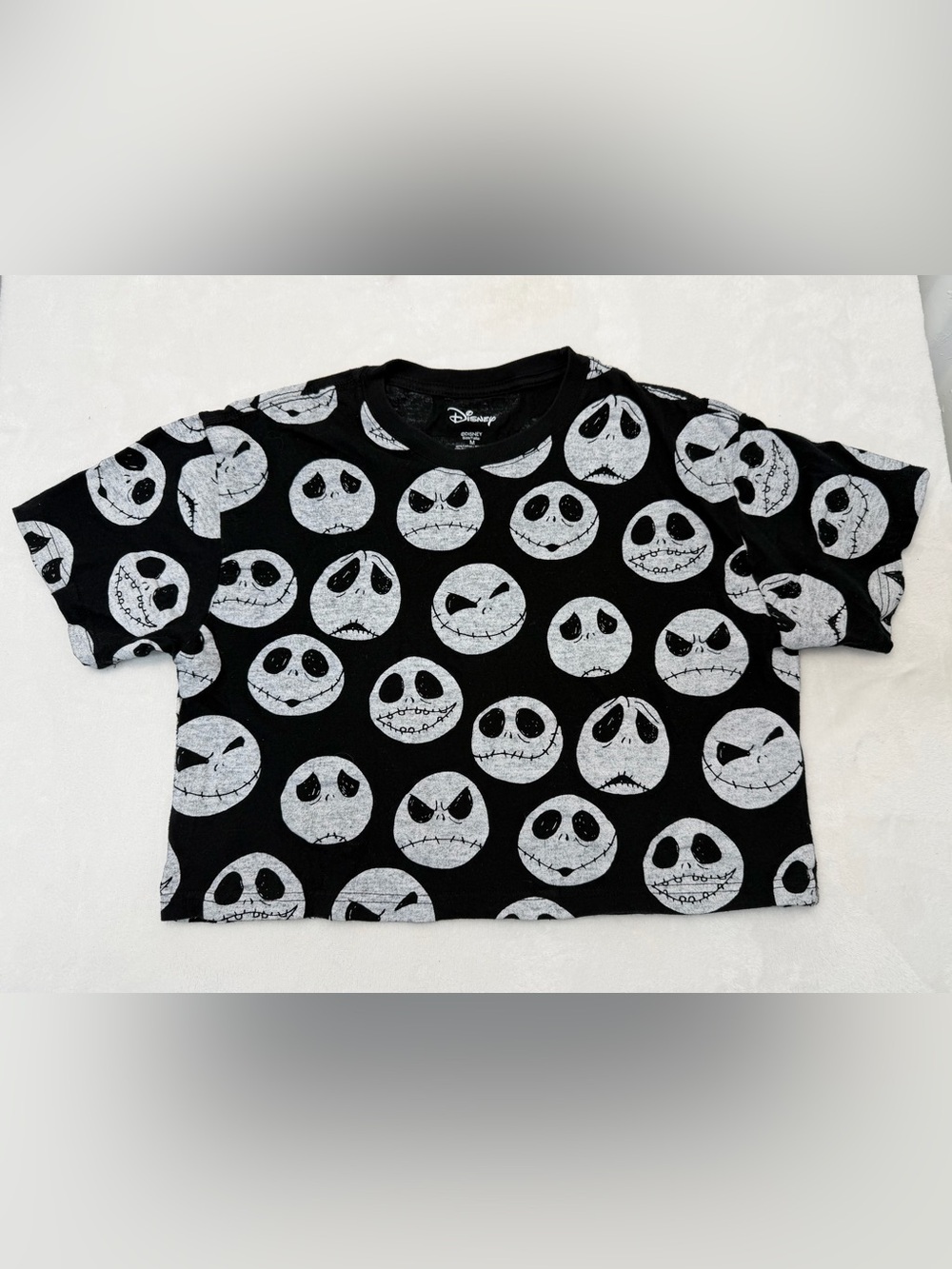 Disney Nightmare Before Christmas Jack Skellington Crop Top Shirt Size M Black